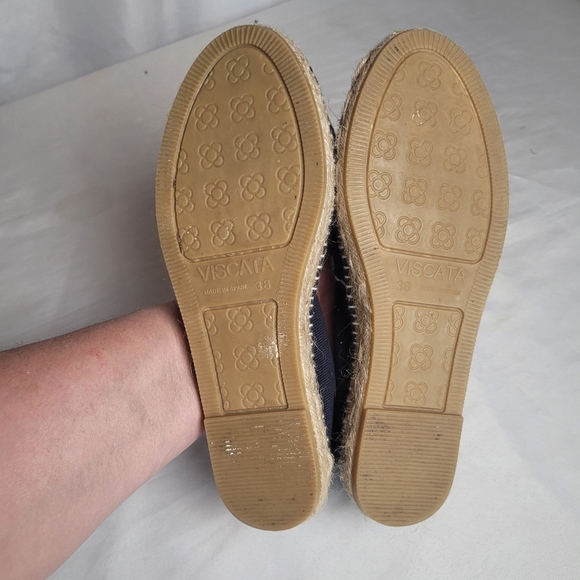 Viscata Barceloneta Handmade In Spain Espadrille Canvas Flat Shoe Navy 38/7.5 - Picture 7 of 10